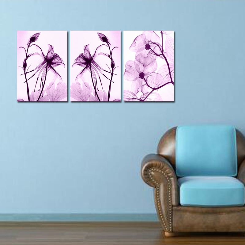 Miico-Hand-Painted-Three-Combination-Decorative-Paintings-Botanic-Purple-Flowers-Wall-Art-For-Home-D-1545499-5