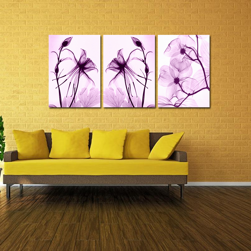 Miico-Hand-Painted-Three-Combination-Decorative-Paintings-Botanic-Purple-Flowers-Wall-Art-For-Home-D-1545499-6