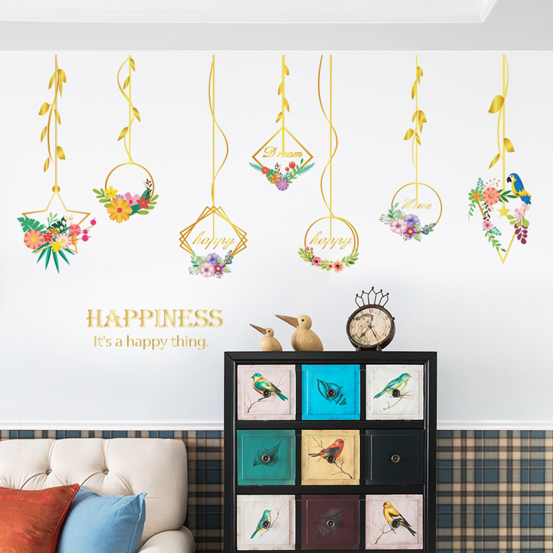 Miico-SK9351-Metal-Flower-Hanging-Basket-Living-Room-Bedroom-Background-Decorative-Wall-Sticker-1558873-2