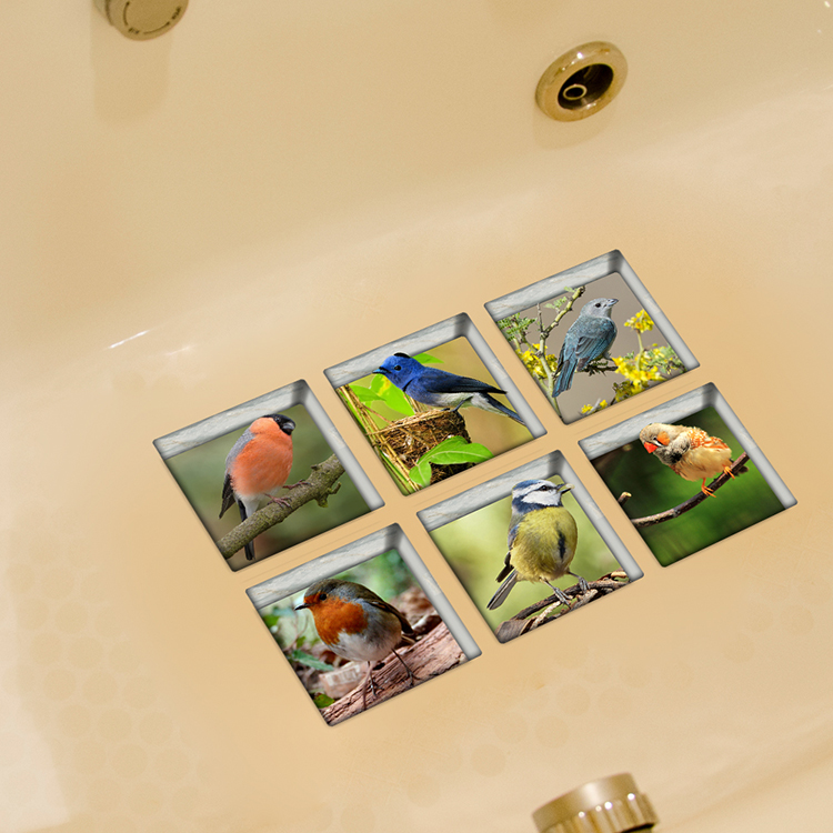 PAG-6pcs-13x13cm-Bird-Pattern-3D-Anti-Slip-Waterproof-Bathtub-Sticker-1050013-1