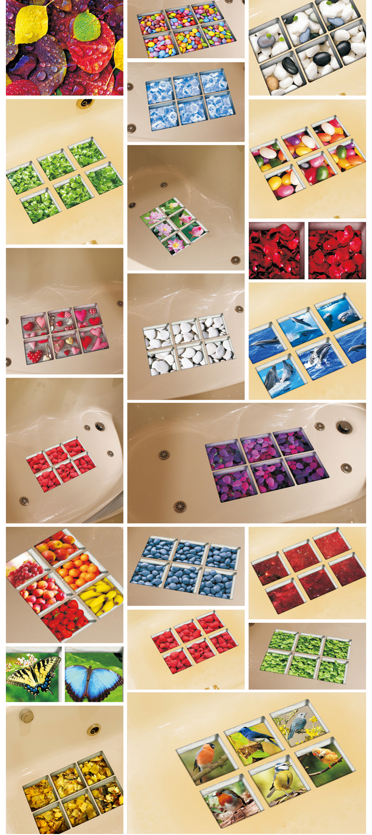 PAG-6pcs-13x13cm-Bird-Pattern-3D-Anti-Slip-Waterproof-Bathtub-Sticker-1050013-4