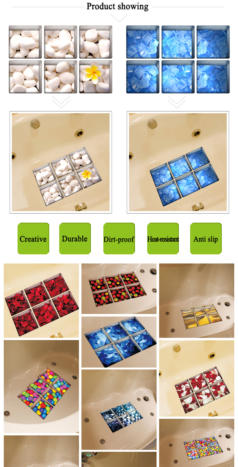 PAG-6pcs-13x13cm-Water-Shadow-OceanForest-Seires-Pattern-3D-Non-Slip-Waterproof-Bathtub-Mat-Sticker-1116161-2