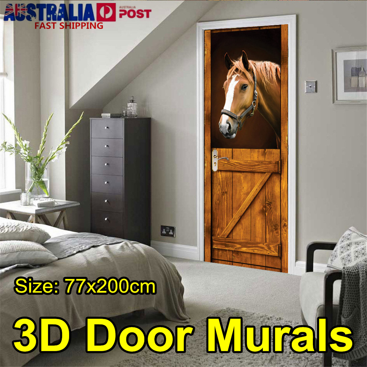 Self-Adhesive-Mural-Decals-3D-Horse-Door-Wall-Sticker-Wrap-Home-Decor-77x200cm-1719671-1
