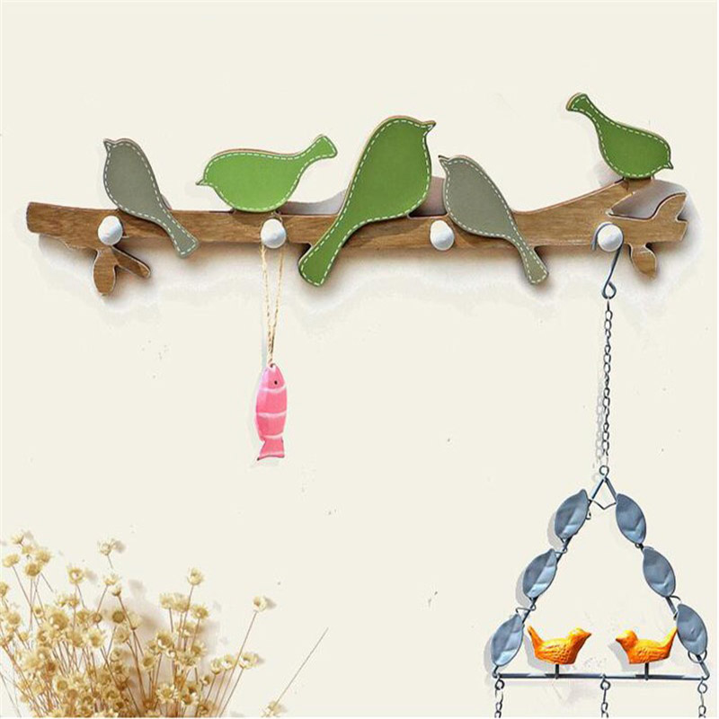 1PC-European-Retro-Style-Hanger-Organizer-DIY-Simple-Green-Bird-Wooden-Tool-Hook-1319214-1