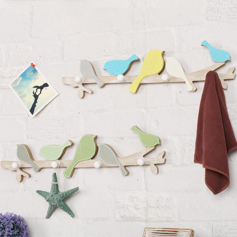 1PC-European-Retro-Style-Hanger-Organizer-DIY-Simple-Green-Bird-Wooden-Tool-Hook-1319214-2