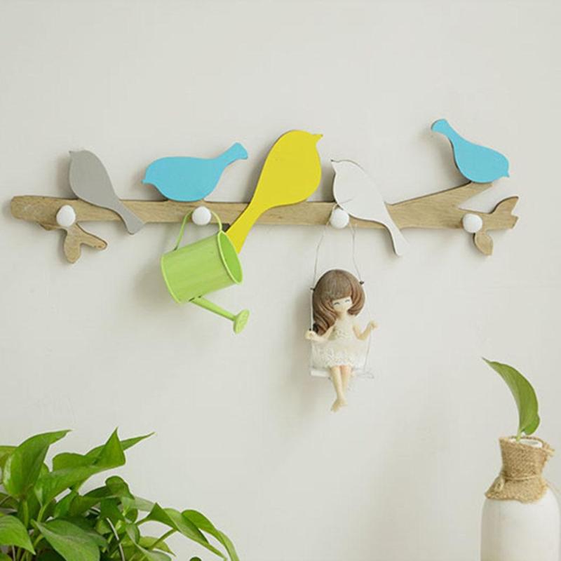 1PC-European-Retro-Style-Hanger-Organizer-DIY-Simple-Green-Bird-Wooden-Tool-Hook-1319214-3