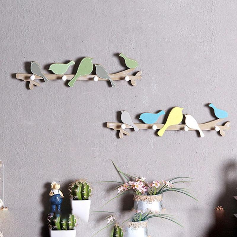 1PC-European-Retro-Style-Hanger-Organizer-DIY-Simple-Green-Bird-Wooden-Tool-Hook-1319214-5