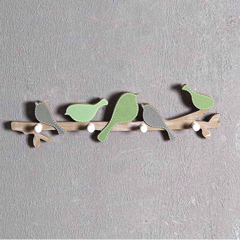 1PC-European-Retro-Style-Hanger-Organizer-DIY-Simple-Green-Bird-Wooden-Tool-Hook-1319214-6