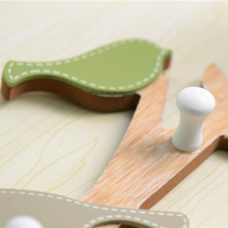 1PC-European-Retro-Style-Hanger-Organizer-DIY-Simple-Green-Bird-Wooden-Tool-Hook-1319214-9