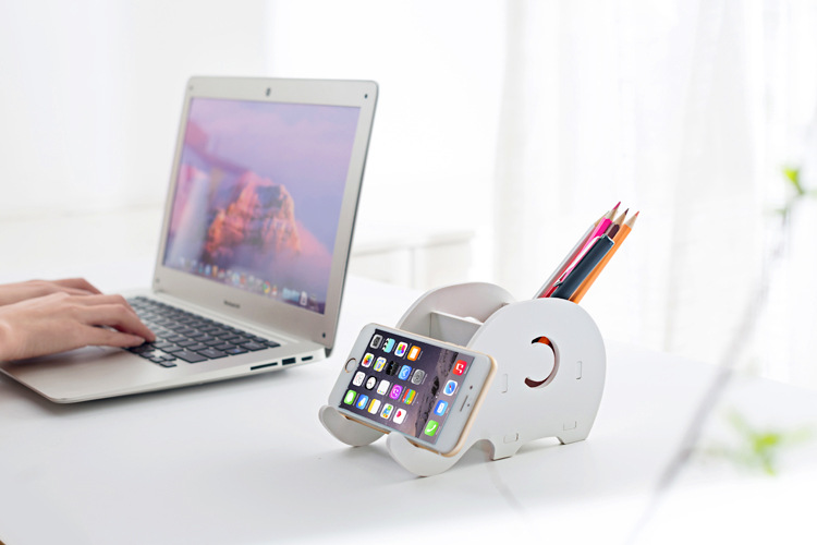 DIY-Portable-Removable-Cartoon-Phone-Holder-Elephant-Desktop-Flat-Stand-Stationery-Storage-Boxes-1204794-2