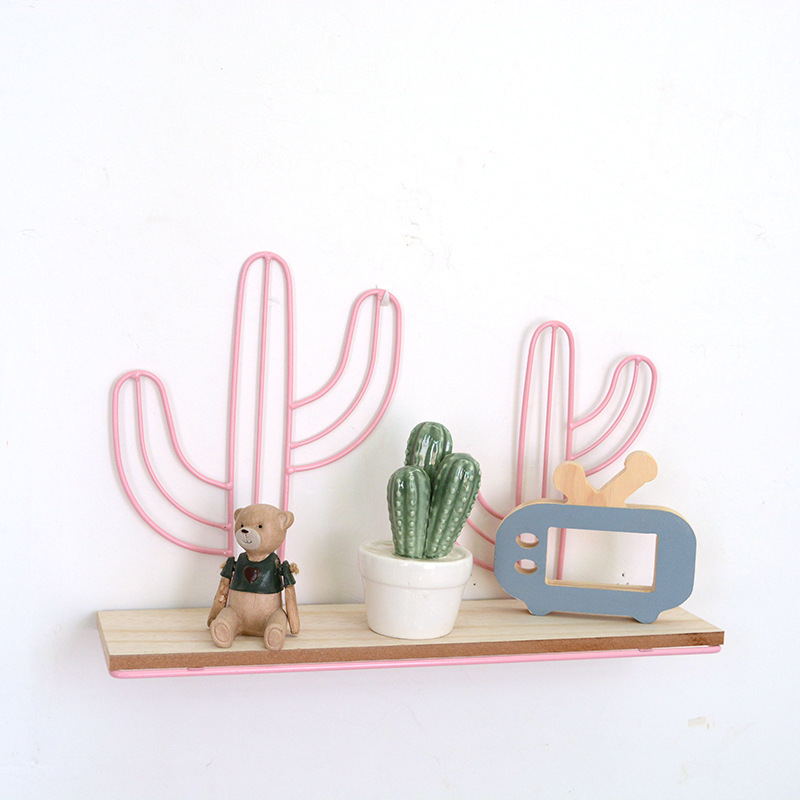 Mount-Hanging-Storage-Shelf-Rack-Iron-Cactus-House-Wood-Board-Wall-Shelf-Room-Decor-1635426-2