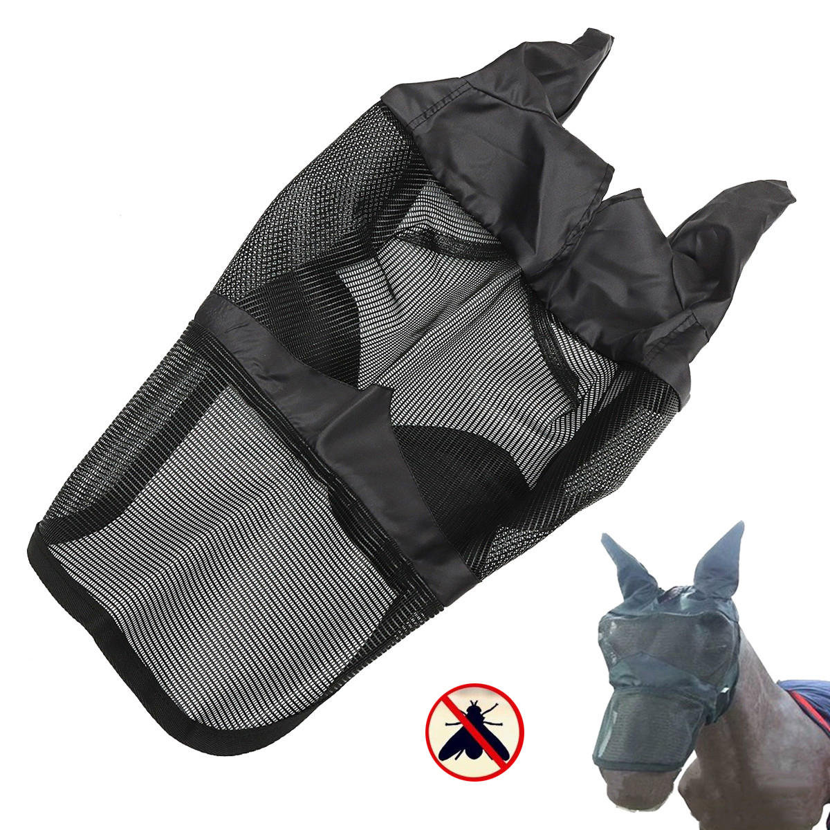 Equestrian-Horse-Anti-flies-Anti-UV-Mask-Hood-Horse-Full-Face-Mesh-Fleece-Padded-Midges-1335161-2