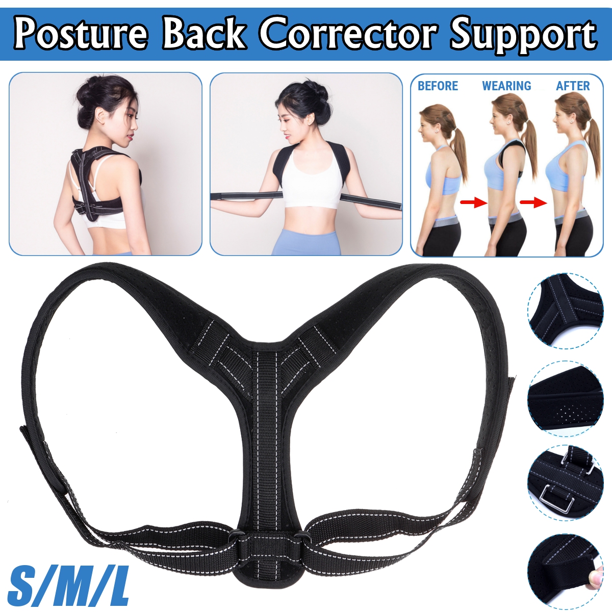 SML-Adjustable-Back-Shoulder-Support-Brace-Belt-Therapy-Posture-Corrector-1691811-2
