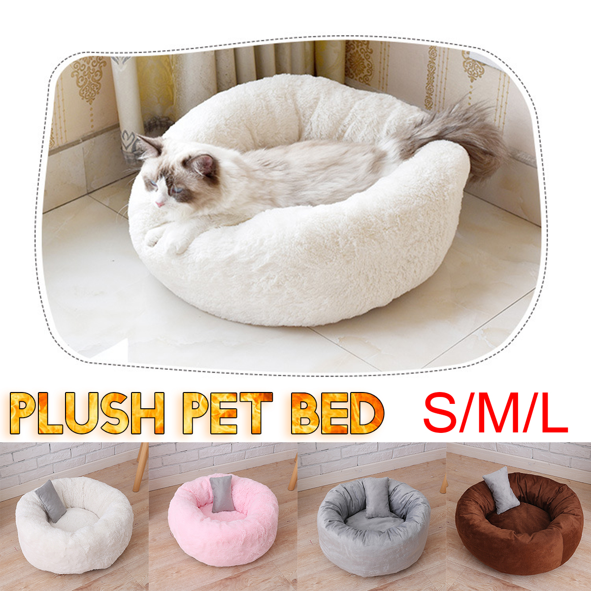 SML-Donut-Plush-Small-Dog-Cat-Beds-Warm-Soft-Pet-House-Nest-With-Pillow-Cave-Pet-Bed-1629281-2