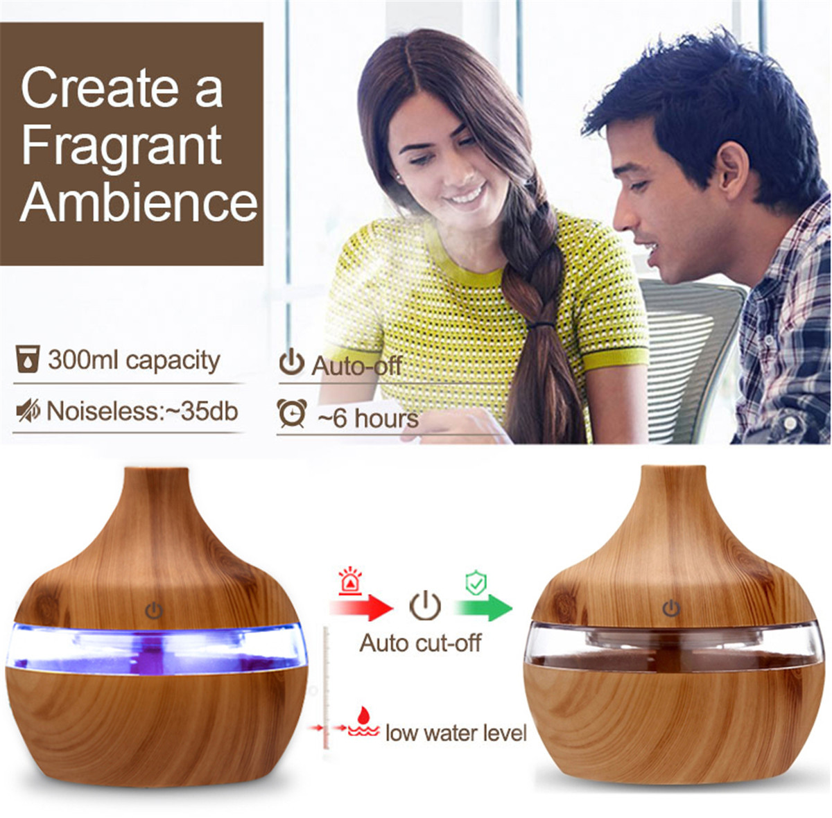 300ml-Electric-Ultrasonic-Air-Mist-Humidifier-Purifier-Aroma-Diffuser-7-Colors-LED-USB-Charging-for--1761154-7