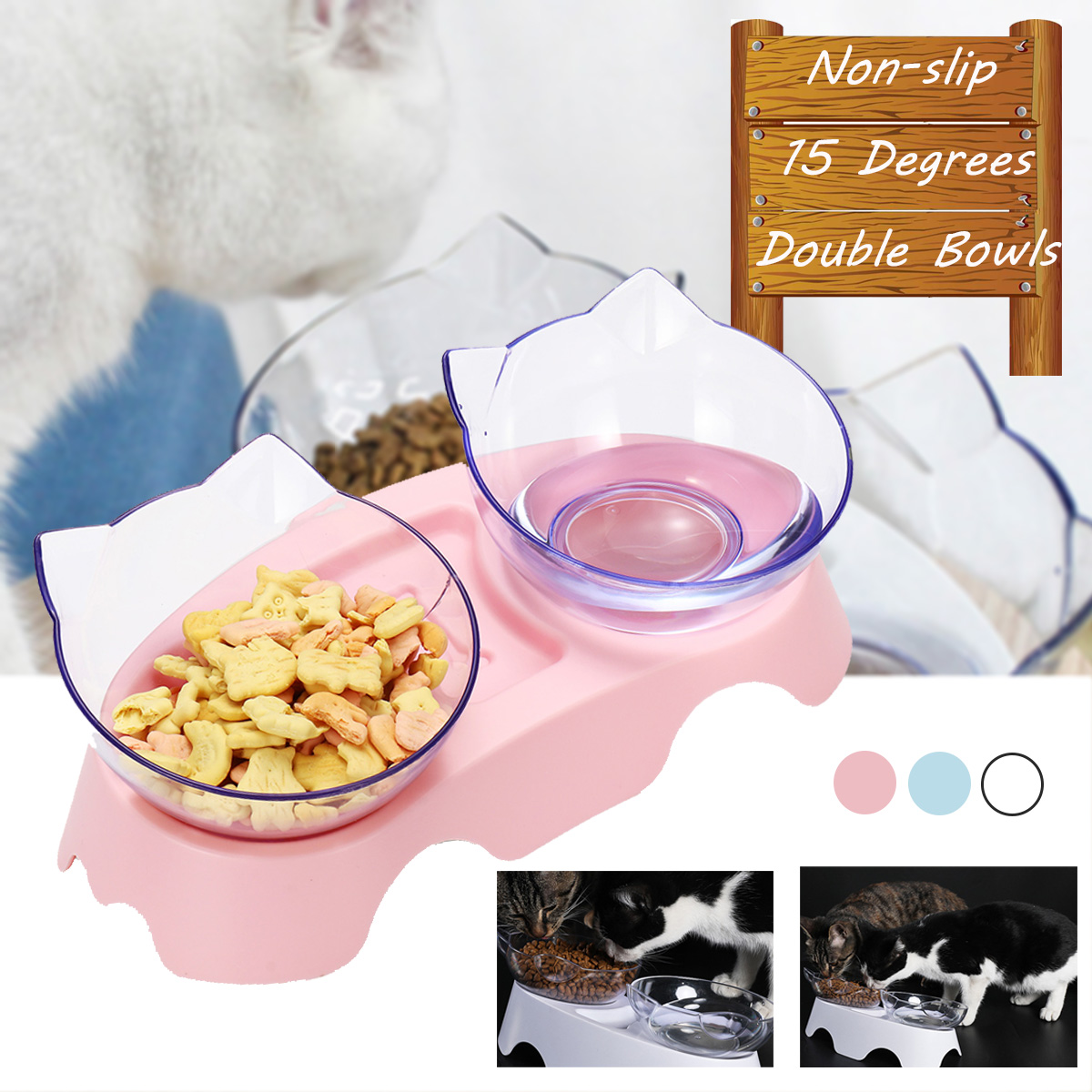 Cat-Double-Bowl-Non-slip-Pet-Food-Water-Feeder-Dish-Elevated-Stand-Pet--Supplies-1864386-1