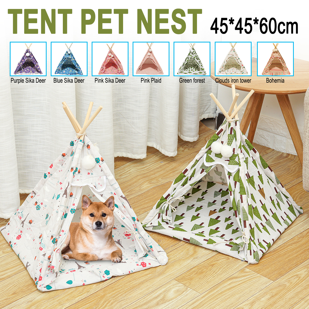 Foldable-Linen-Pet-Bed-Tent-Dog-House-Bed-Washable-Puppy-Cat-Play-Indoor-Teepee-Mat-1691904-1