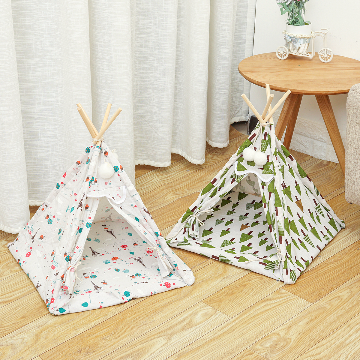 Foldable-Linen-Pet-Bed-Tent-Dog-House-Bed-Washable-Puppy-Cat-Play-Indoor-Teepee-Mat-1691904-4