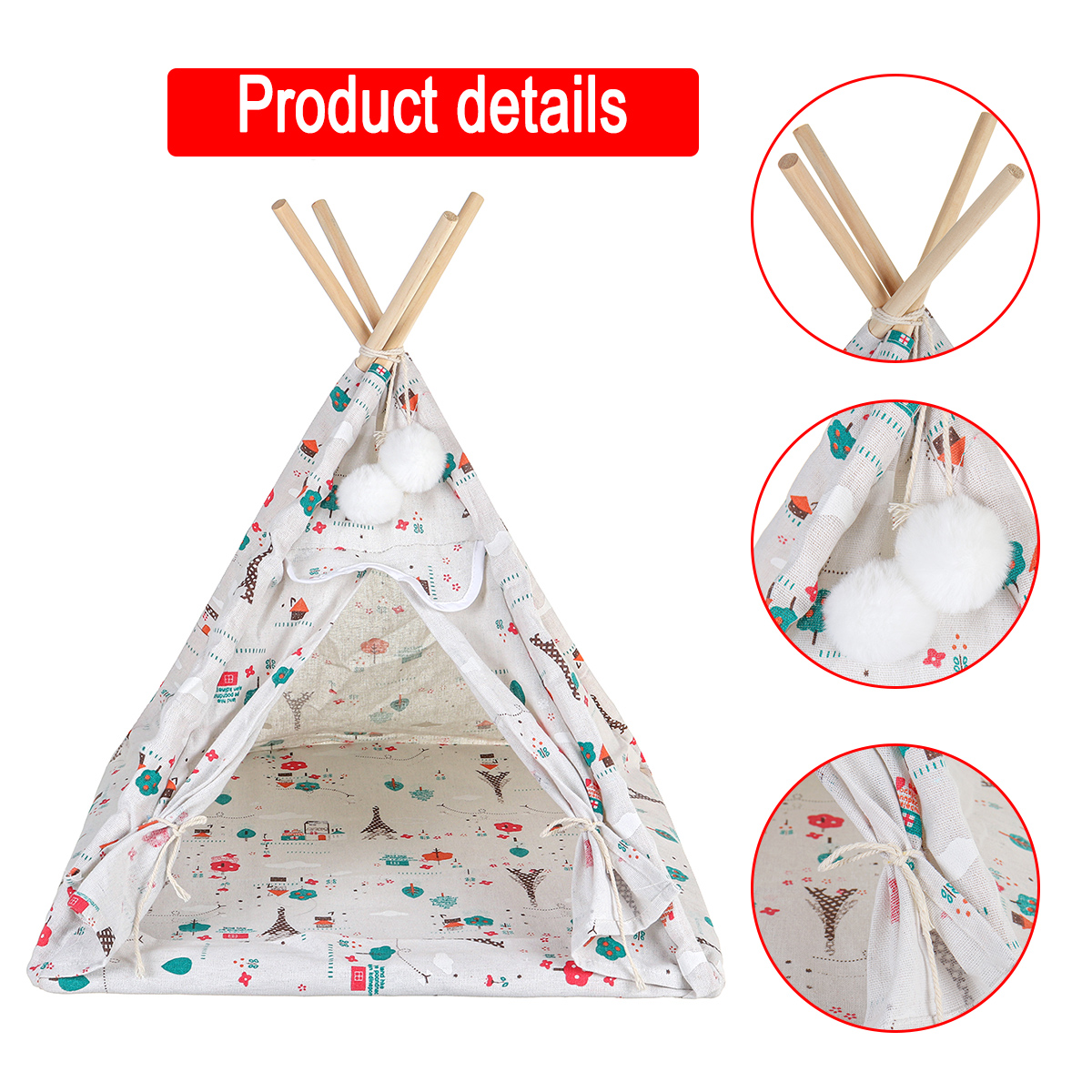 Foldable-Linen-Pet-Bed-Tent-Dog-House-Bed-Washable-Puppy-Cat-Play-Indoor-Teepee-Mat-1691904-6