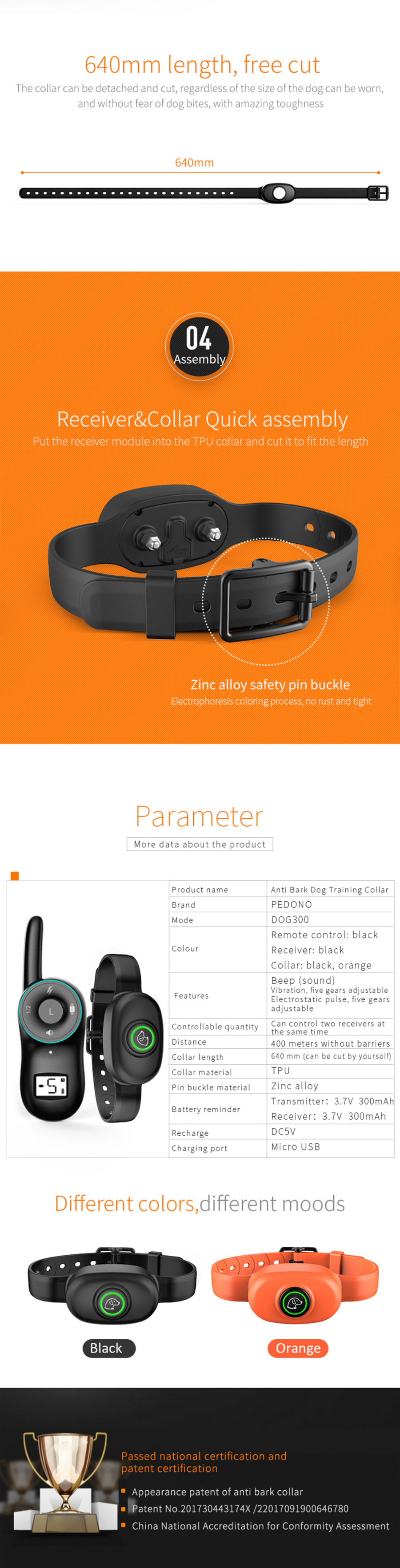 PEDONO-Dog-Shock-Collar-with-Remote-for-Small-Large-Dog-Training-Clicker-Sound-Beep-Vibration-Rechar-1831650-5