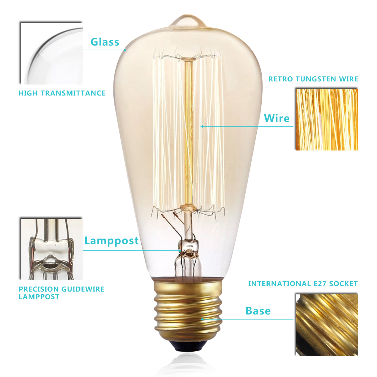 4PCS-Kingso-AC110V-E27-60W-ST64-A19-Edison-Vintage-Incandescent-Light-Bulb-for-Indoor-Home-1636094-4