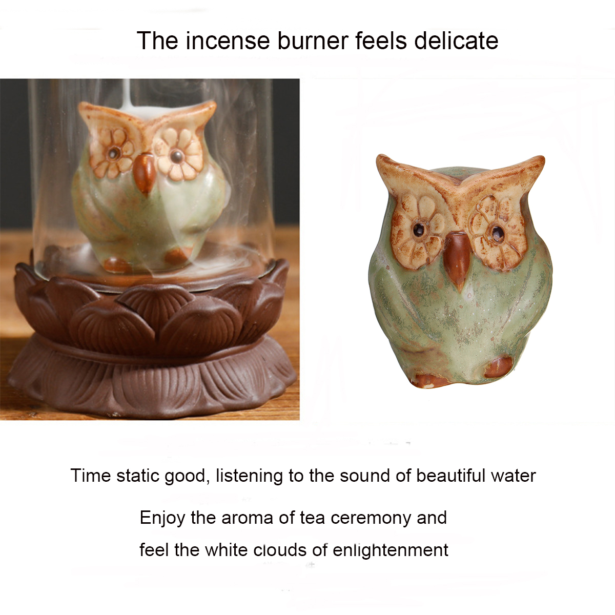 Owl-Ceramic-Backflow-Incense-Burner-Smoke-Cones-Holder-Sticks-Censer-Clay-Decor-1696172-5