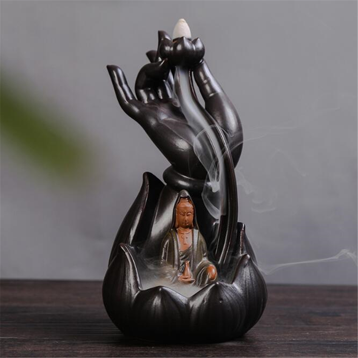 12x22cm-Ceramic-Backflow-Incense-Guanyin-Tathagata-Burner-With-Cones-1436135-8