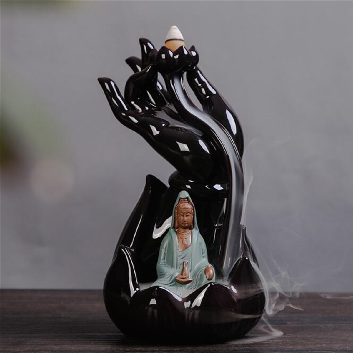 12x22cm-Ceramic-Backflow-Incense-Guanyin-Tathagata-Burner-With-Cones-1436135-9