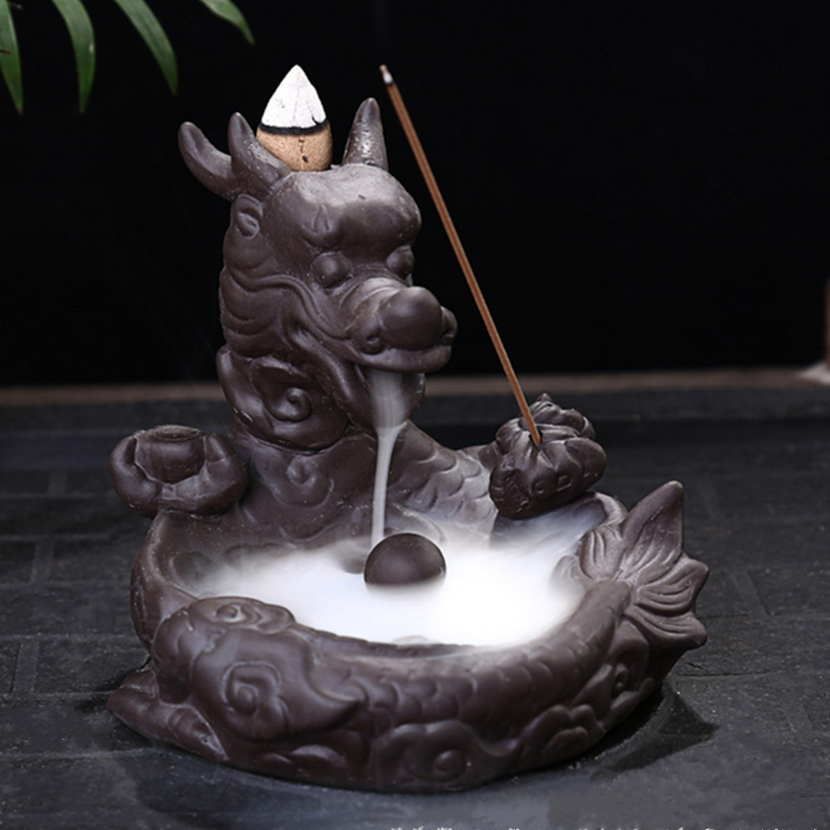 Dragon-Fish-Backflow-Tower-Burner-Holder-Ceramic-With-10Pcs-Cone-Incense-Decor-1304897-1