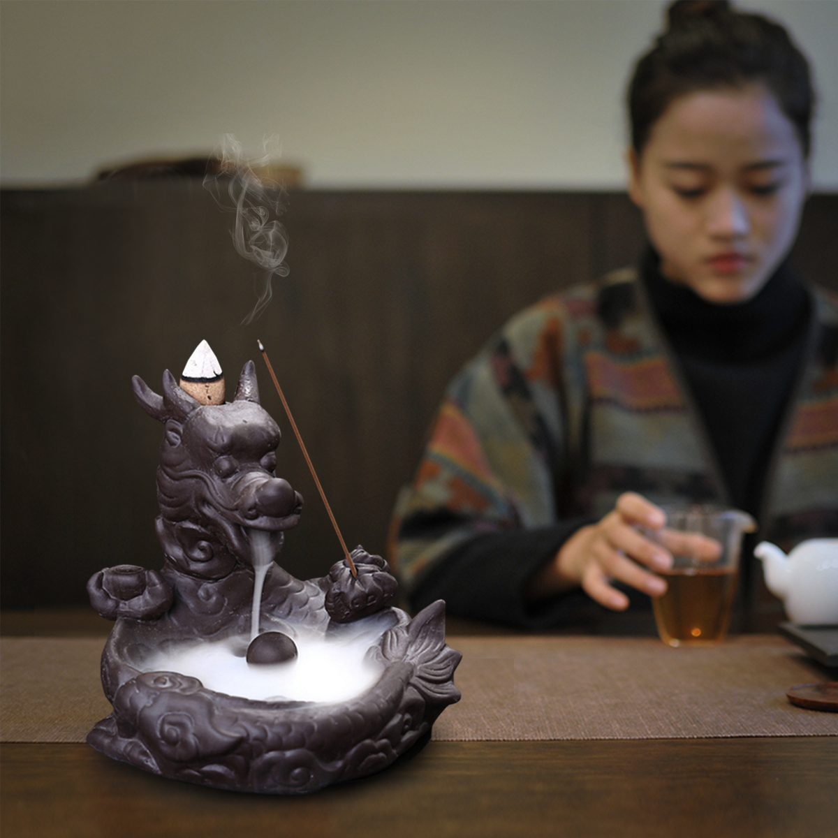 Dragon-Fish-Backflow-Tower-Burner-Holder-Ceramic-With-10Pcs-Cone-Incense-Decor-1304897-8