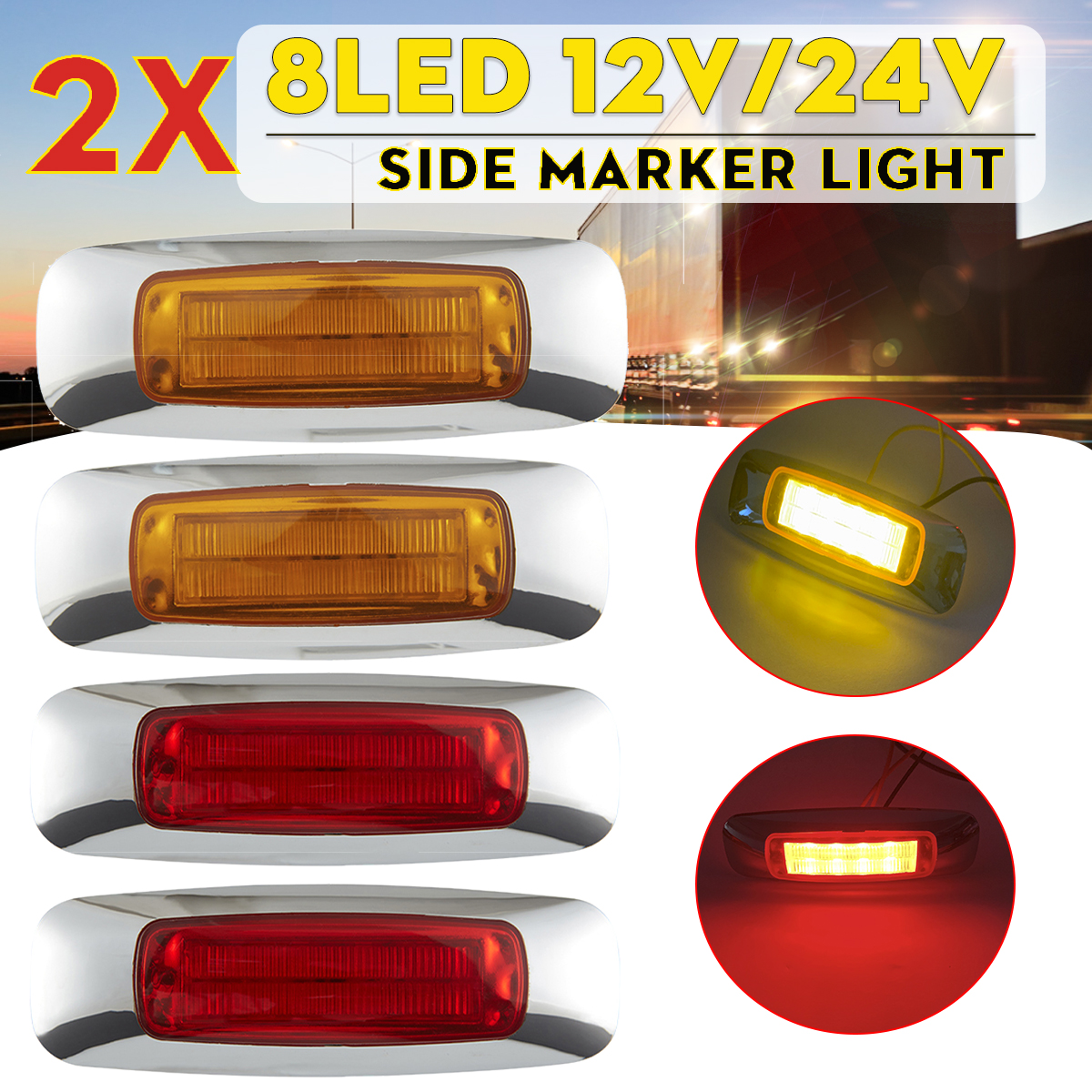 2X-8LED-12V24V-Waterproof-Side-Marker-Lights-Taillights-For-Truck-Pickup-1809569-1