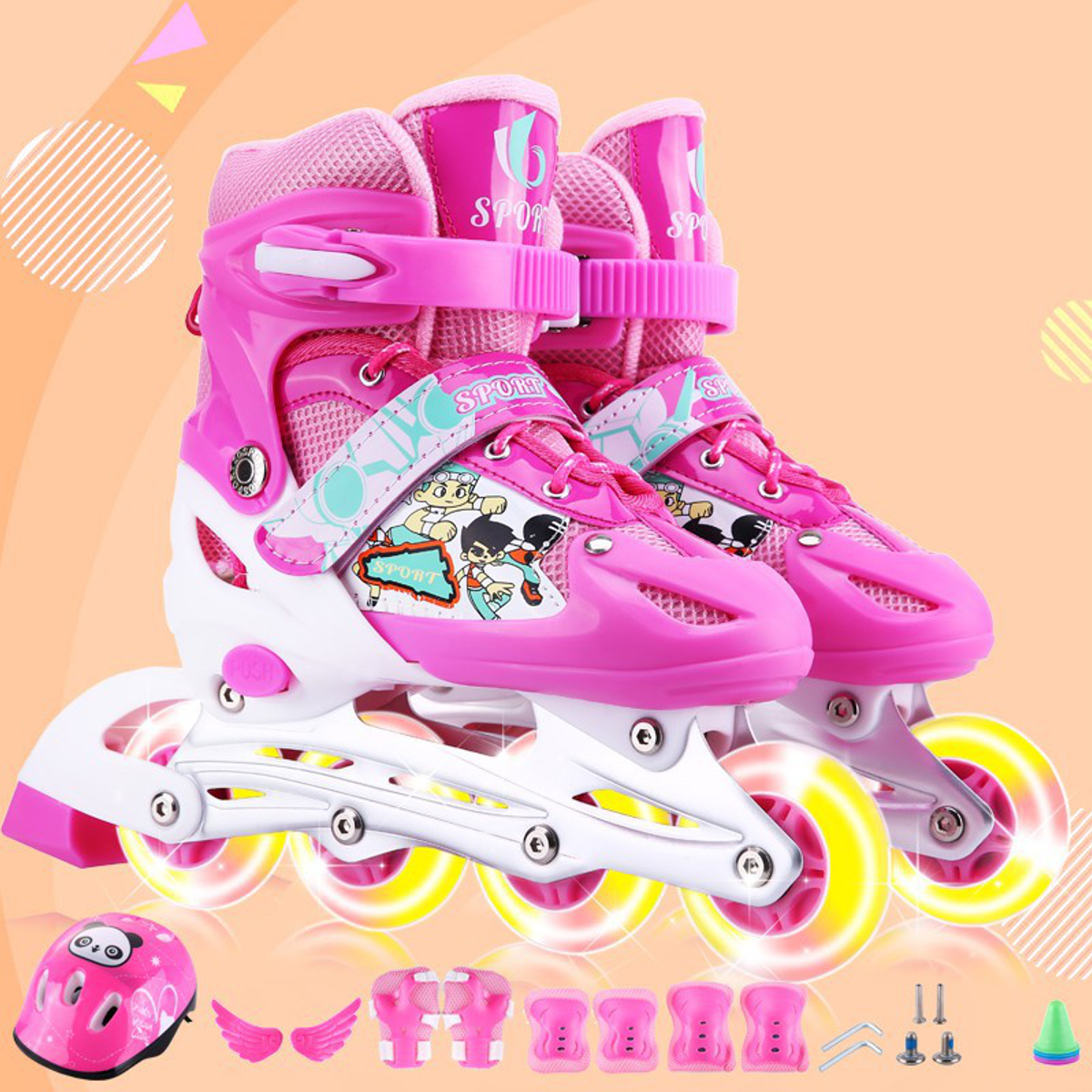 3-Sizes-Adjustable-Inline-Skates-Set-with-LED-Flashing-Wheels-Safe-Roller-Light-Up-Illuminating-Whee-1826045-15