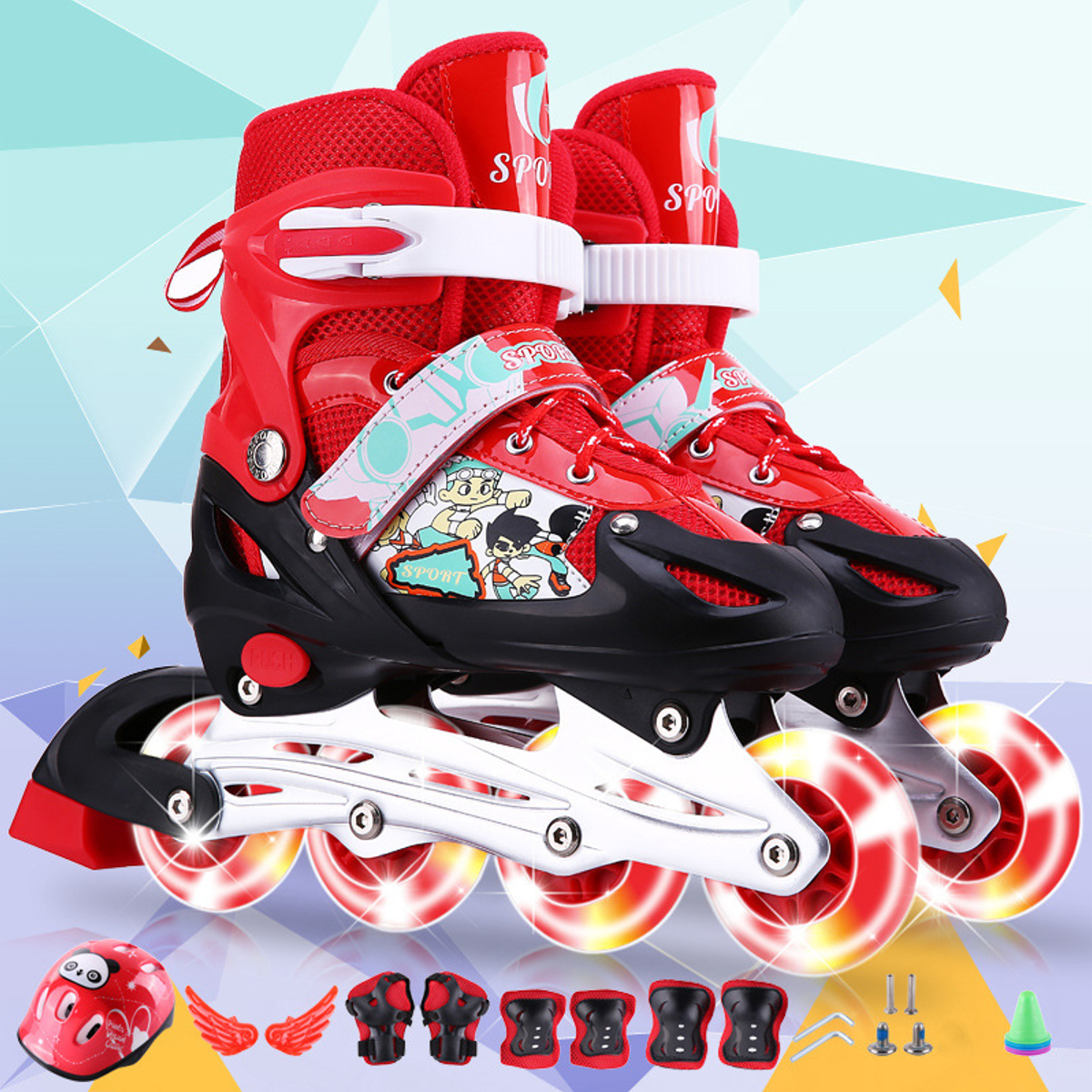 3-Sizes-Adjustable-Inline-Skates-Set-with-LED-Flashing-Wheels-Safe-Roller-Light-Up-Illuminating-Whee-1826045-16