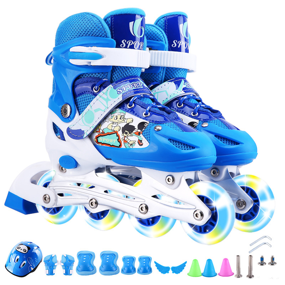 3-Sizes-Adjustable-Inline-Skates-Set-with-LED-Flashing-Wheels-Safe-Roller-Light-Up-Illuminating-Whee-1826045-17