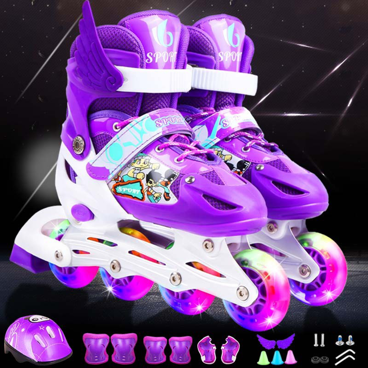 3-Sizes-Adjustable-Inline-Skates-Set-with-LED-Flashing-Wheels-Safe-Roller-Light-Up-Illuminating-Whee-1826045-18