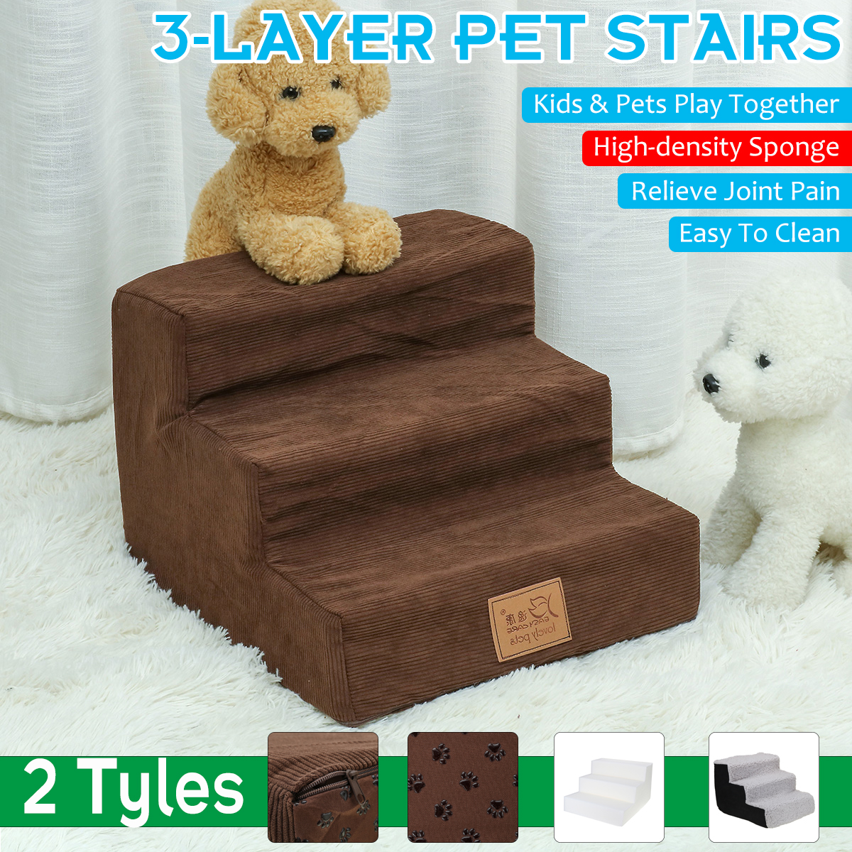 Three-tier-Pet-Ladder-1639CM-Sponge-Steps-for-Little-Dog-BlackBrown-1760173-1