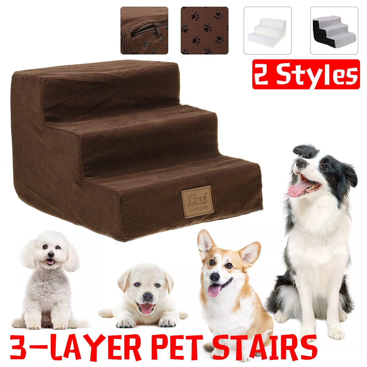 Three-tier-Pet-Ladder-1639CM-Sponge-Steps-for-Little-Dog-BlackBrown-1760173-2