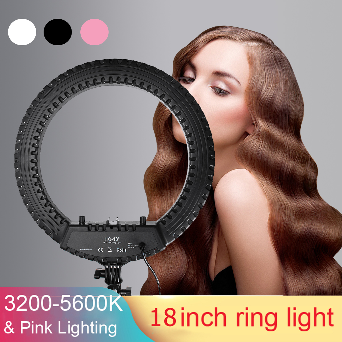 100-240V-18-inch-Ring-Light-Mobile-Phone-Live-Beauty-Night-Light--Hose-Phone-Clip--PTZ-Stepless-Dimm-1638318-1