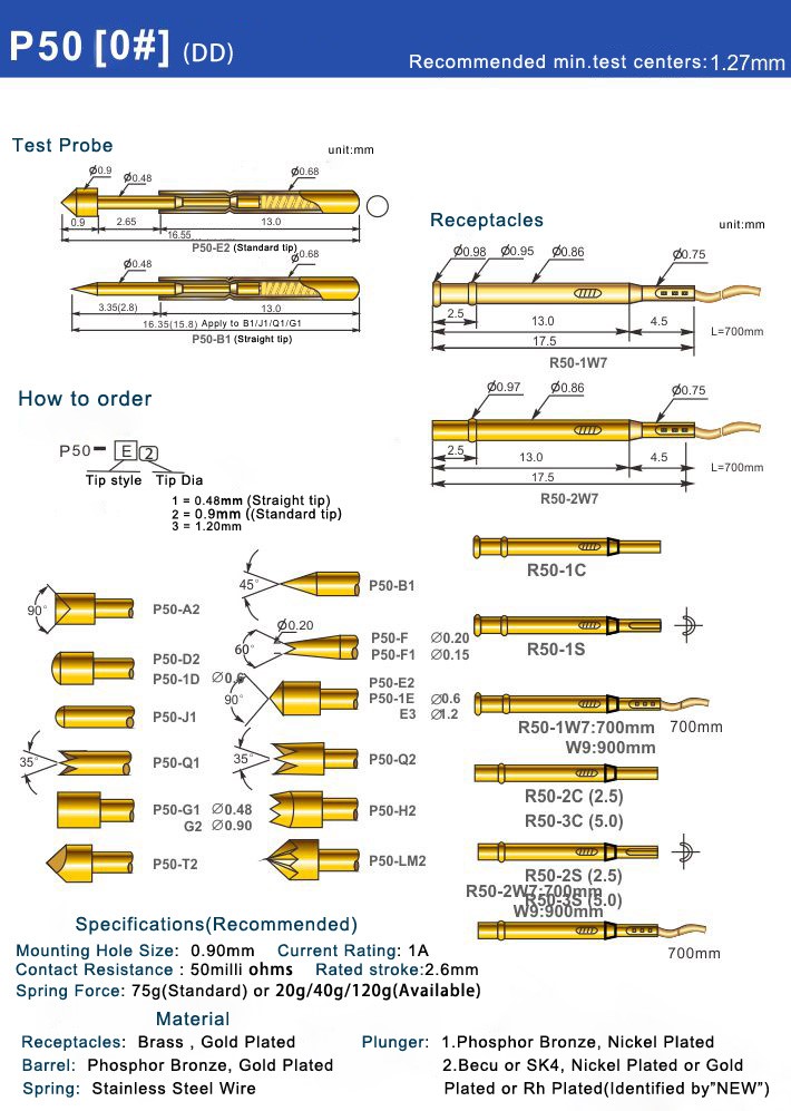 100-Pcs-PA50-Q1-Gold-Plated-Test-Probe-Outer-Diameter-068mm-Length-1655mm-Test-Tool-Spring--For-Test-1528253-1