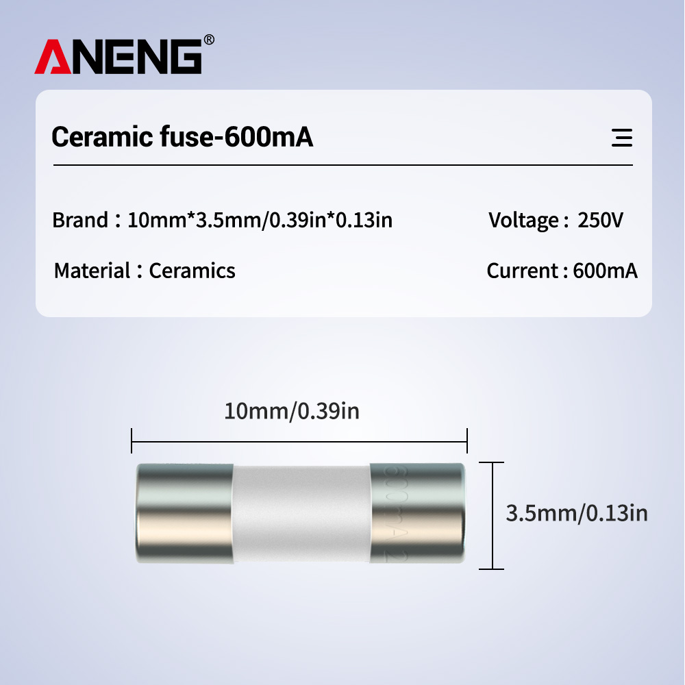 1020pcs-ANENG-1035mm-Ceramic-Fuse-600mA-10A-250V-for-Multimeter-1599048-8