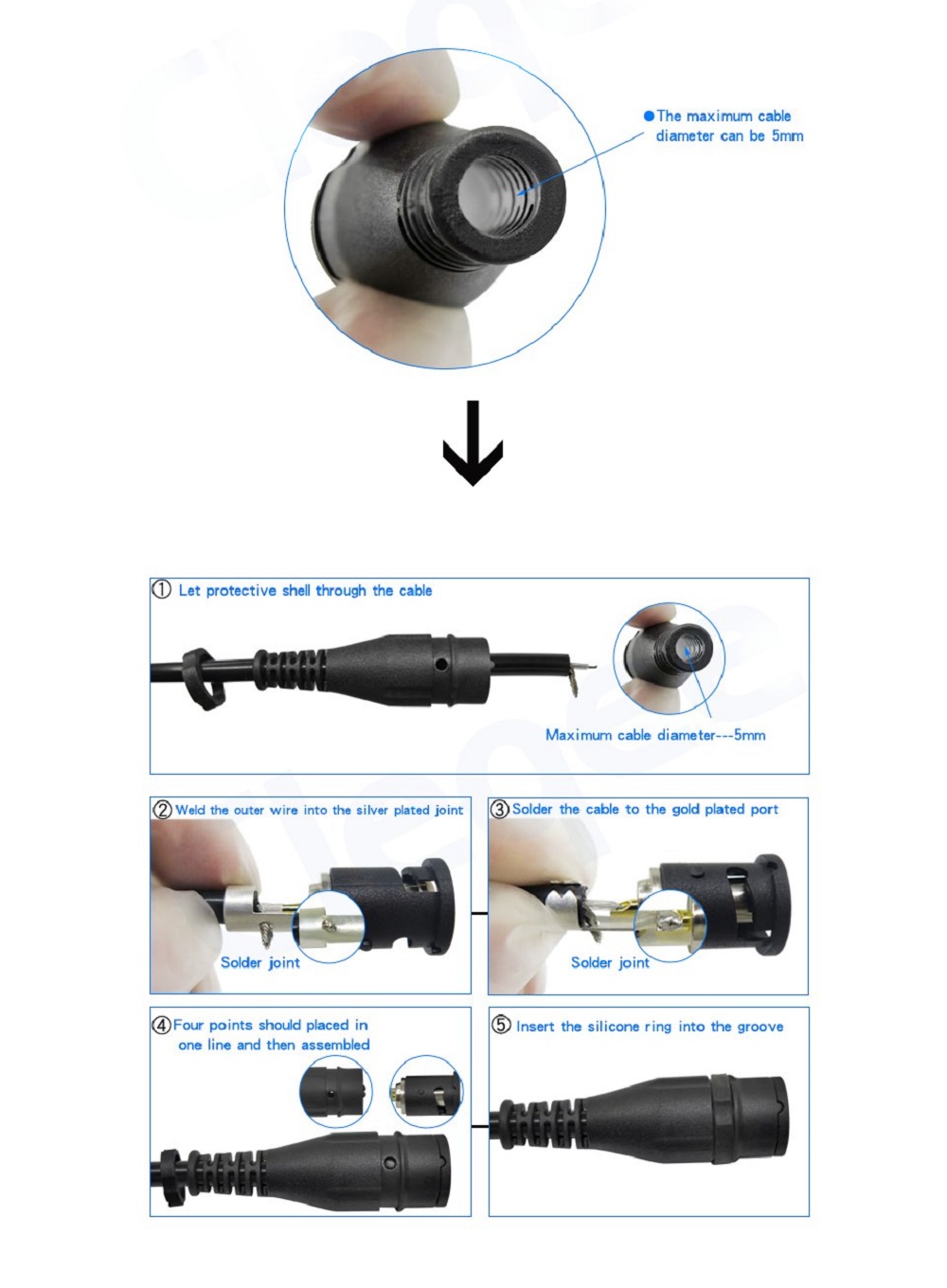 1pcs-Cleqee-P7001-High-Quality-BNC-Male-Plug-Connector-Protective-Shell-Gold-plated-Solder-Joint-1400603-2