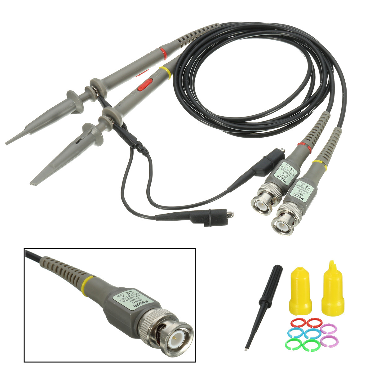 DANIU-2Pcs-Oscilloscope-Probe-BNC-Alligator-Clip-Ground-Lead-Test-Tool-20MHz-1X-10X-1157649-1