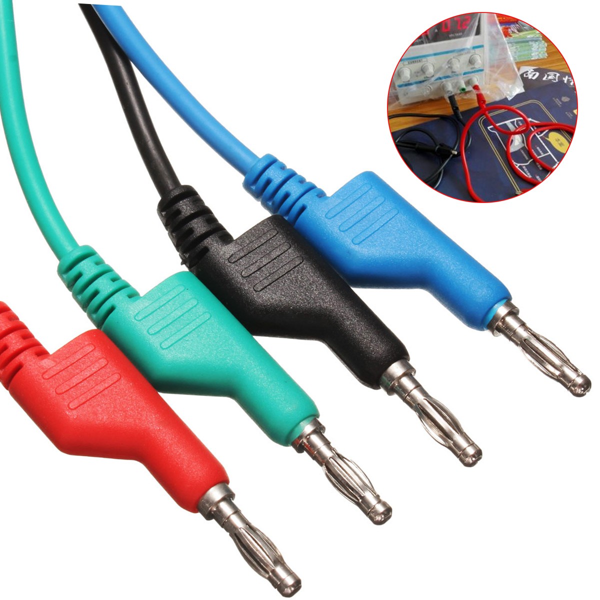 DANIU-4pcs-1M-4mm-Banana-to-Banana-Plug-Soft-Silicone-Test-Cable-Lead-for-Multimeter-4-Colors-1157595-1