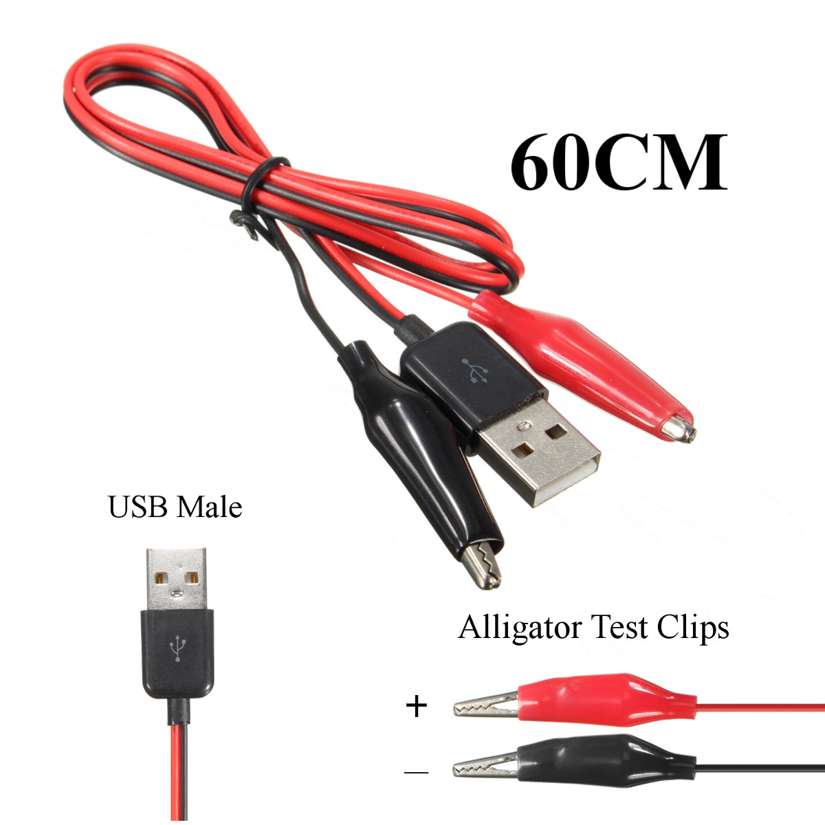 DANIU-60CM-Alligator-Test-Clips-Clamp-to-USB-Male-Connector-Power-Adapter-Cable-Wire-1157673-1