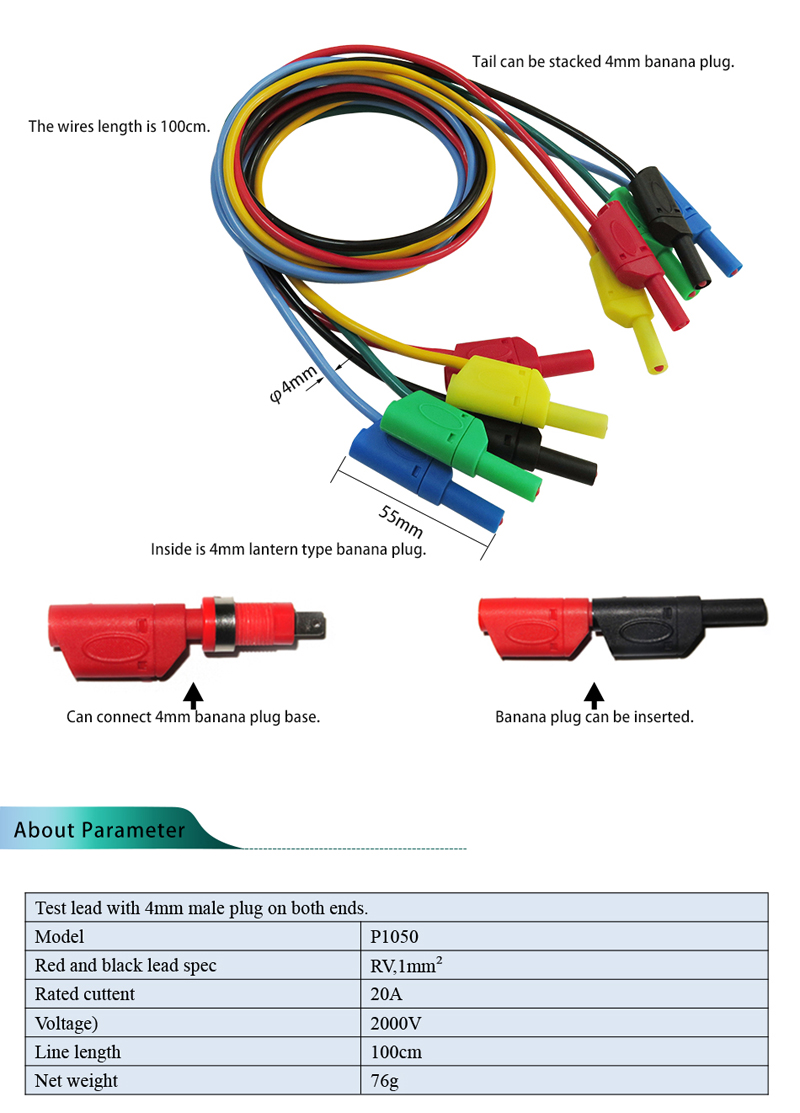 DANIU-P1050-5Pcs-5-Colours-1M-4mm-Banana-to-Banana-Plug-Soft-Silicone-Test-Cable-Lead-for-Multimeter-1136464-3