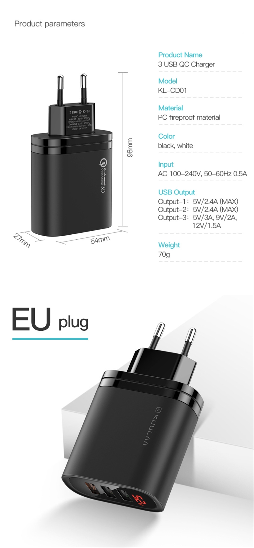 KUULAA-18W-3-USB-QC30-Digital-Display-Fast-Charging-USB-Charger-Adapter-For-iPhone-XS-XR-11-Pro-Onep-1615613-10