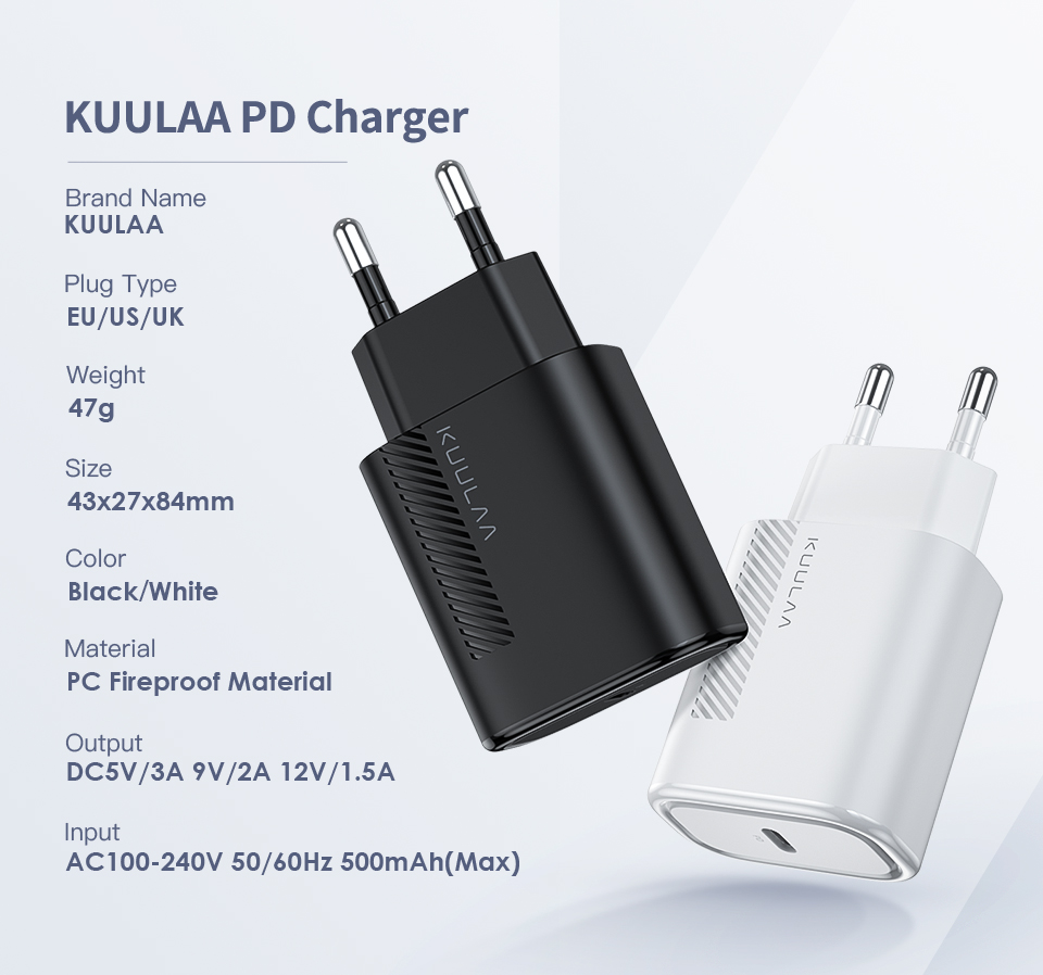 KUULAA-18W-3A-PD30-QC30-Mini-Smart-Universal-Wall-USB-Charger-Travel-Charger-EUUKUS-Plug-for-iPhone--1649155-12