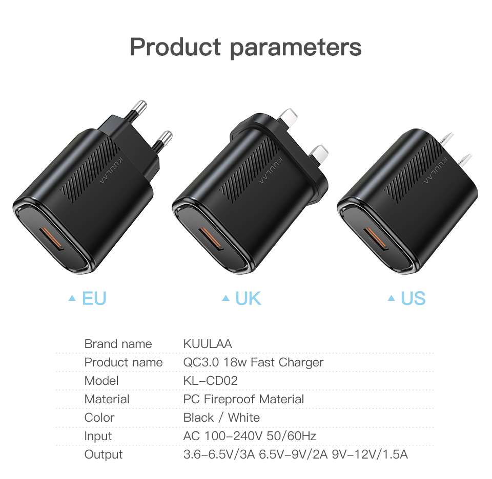 KUULAA-18W-3A-PD30-QC30-Mini-Smart-Universal-Wall-USB-Charger-Travel-Charger-EUUKUS-Plug-for-iPhone--1649155-13