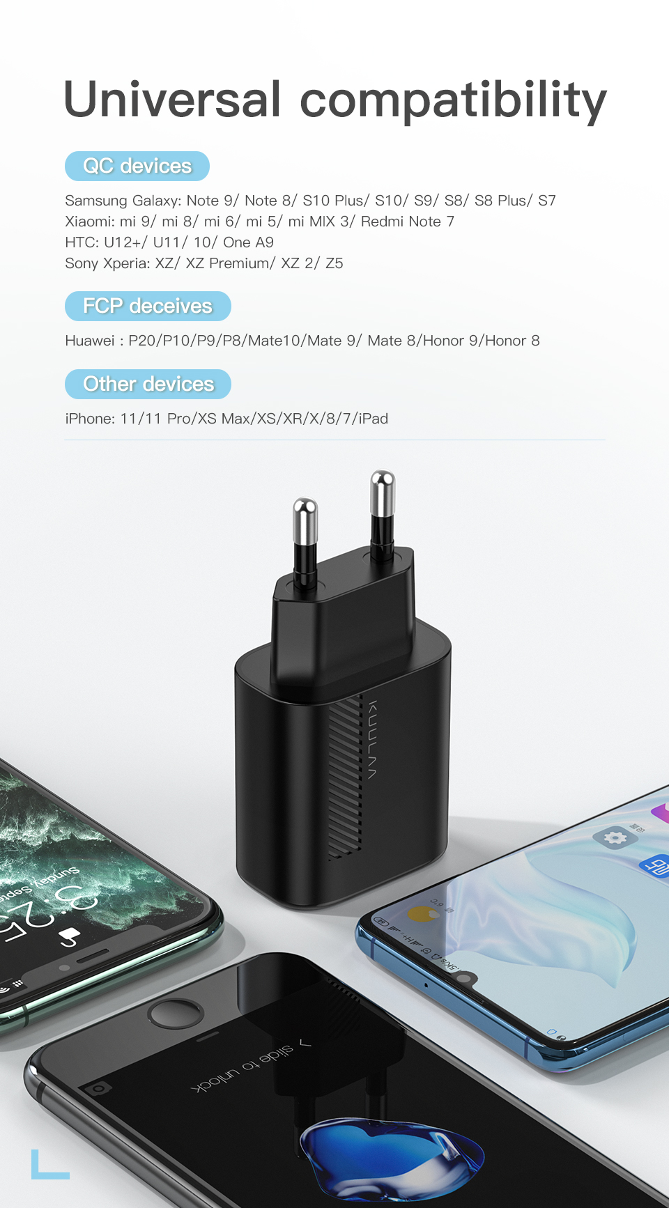 KUULAA-18W-3A-PD30-QC30-Mini-Smart-Universal-Wall-USB-Charger-Travel-Charger-EUUKUS-Plug-for-iPhone--1649155-4