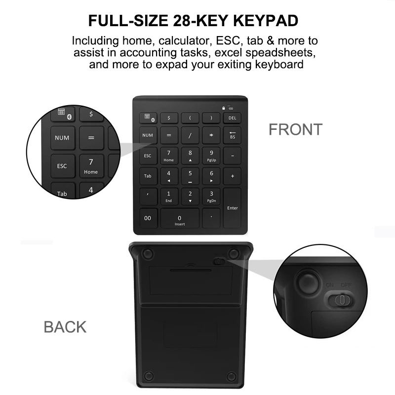 Bakeey-28-Keys-Bluetooth-Wireless-Numeric-Keypad-Mini-Numpad-with-More-Function-Keys-Digital-Keyboar-1818486-6